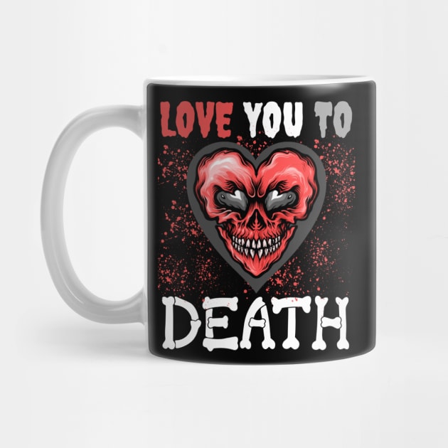 Valentine's "Love You To Death" Skull Heart With Red Splatter by jackofdreams22